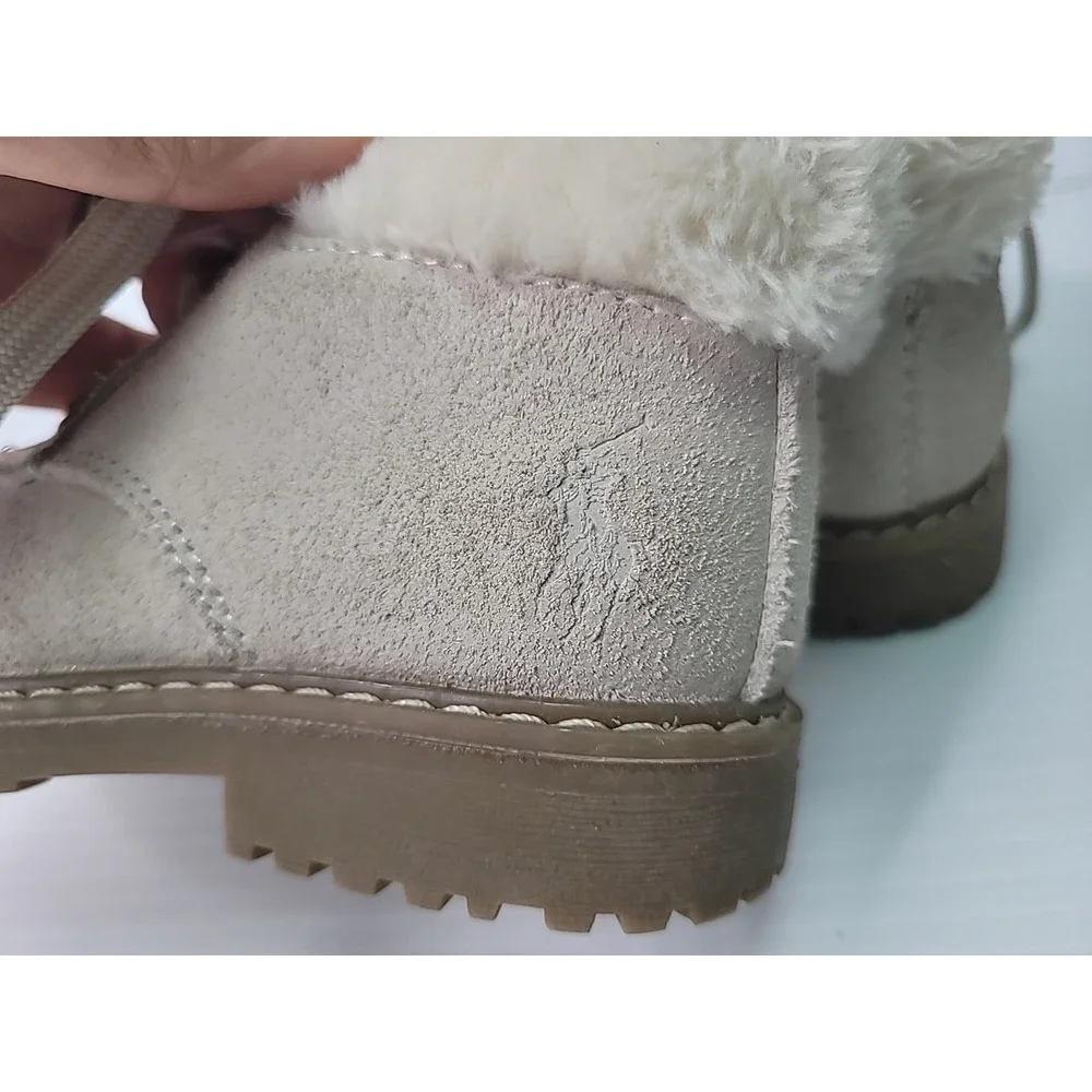 Polo Ralph Lauren Burnley Fleece Lined‎ Toddler Size 9 Lace Up Boot Tan Suede